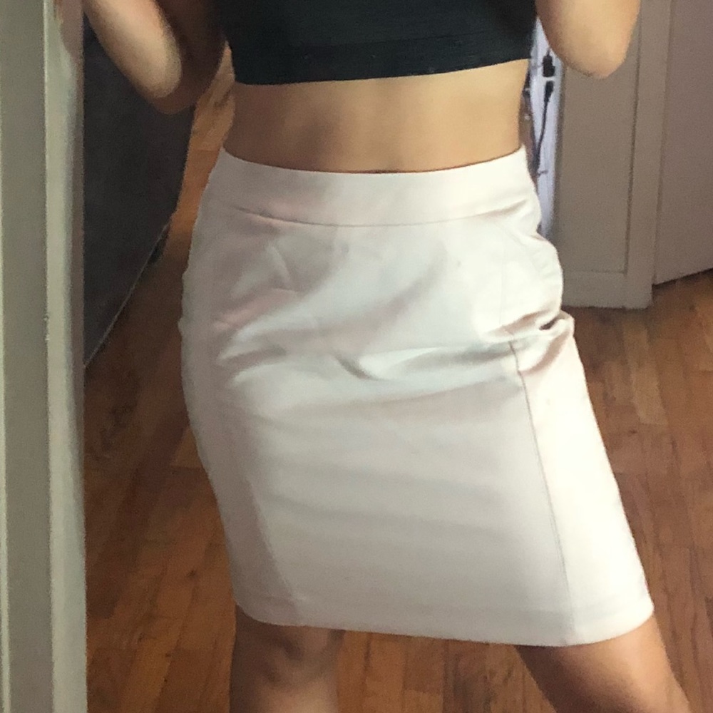 Blush pink midi skirt